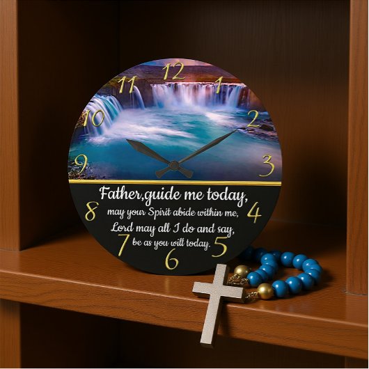 金ゴールドキリスト教信仰は父と交差し、私を導く ラージ壁時計