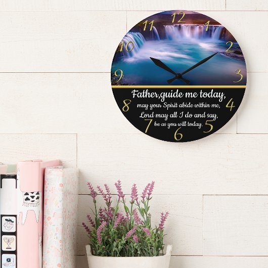 金ゴールドキリスト教信仰は父と交差し、私を導く ラージ壁時計