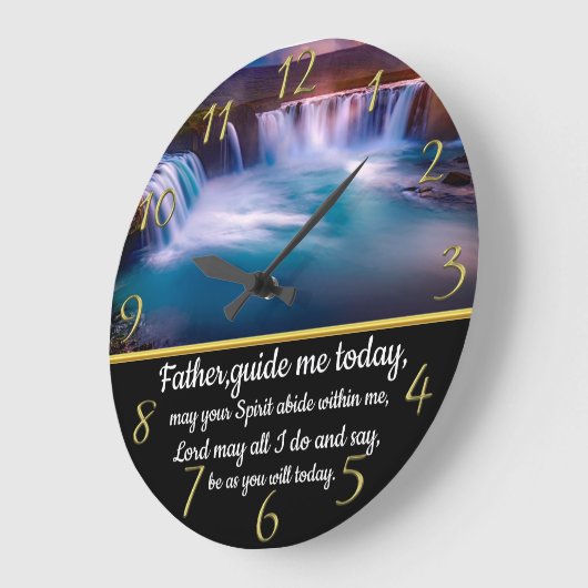 金ゴールドキリスト教信仰は父と交差し、私を導く ラージ壁時計 (傾斜)