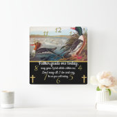 金ゴールドキリスト教信仰は2羽のアヒルと交差する スクエア壁時計 (ホーム)