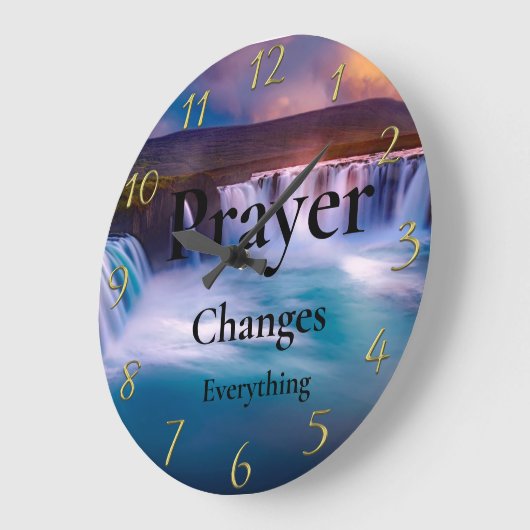 金ゴールドキリスト教信仰祈りの言葉が全てを変える ラージ壁時計 (傾斜)