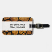 金ゴールドキリン、金ゴールドグリッター、キリンプリント、ジャングル ラゲッジタグ (正面横)