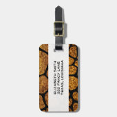 金ゴールドキリン、金ゴールドグリッター、キリンプリント、ジャングル ラゲッジタグ (正面縦)