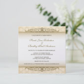 金ゴールドキルテッドプリントバロック結婚式招待状 招待状 (スタンド正面)