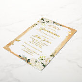 金ゴールドキンセアニェラフローラスパークルティアラ誕生日 箔招待状 (回転した状態)