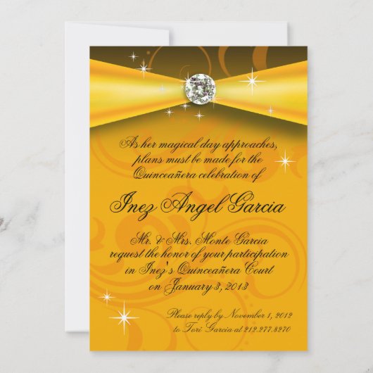 金ゴールドキンセアニェラ15プリンセスティアラフォト 招待状 (裏面)