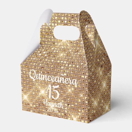 金ゴールドキンセアニラガール15th誕生日サンキュー フェイバーボックス (正面サイド)