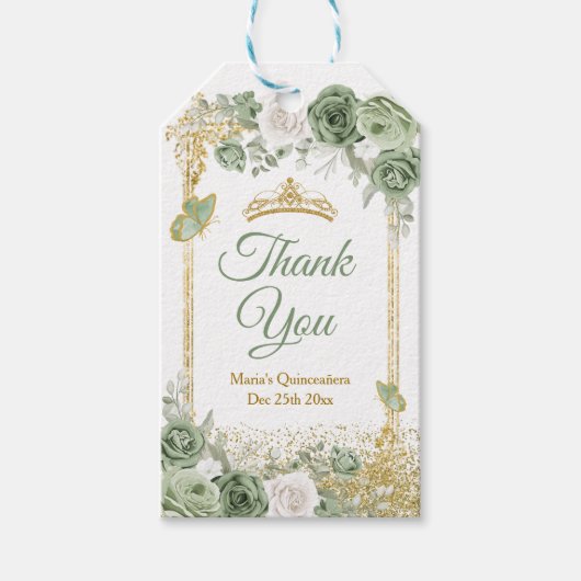 金ゴールドキンセアニラセージグリーンクラウンサンキュー ギフトタグ (正面)