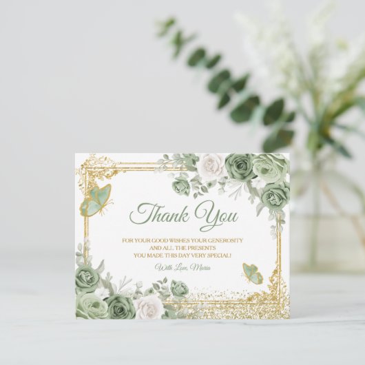 金ゴールドキンセアニラセージグリーンクラウンバタフライ サンキューカード (スタンド正面)