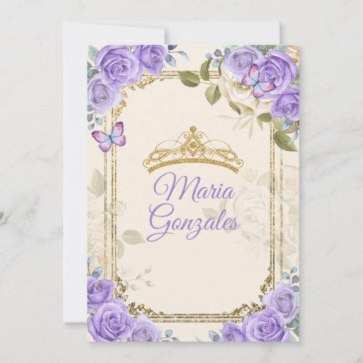 金ゴールドキンセアニラパープルクラウンメキシカンチョウ 招待状 (裏面)