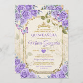 金ゴールドキンセアニラパープルクラウンメキシカンチョウ 招待状 (正面/裏面)