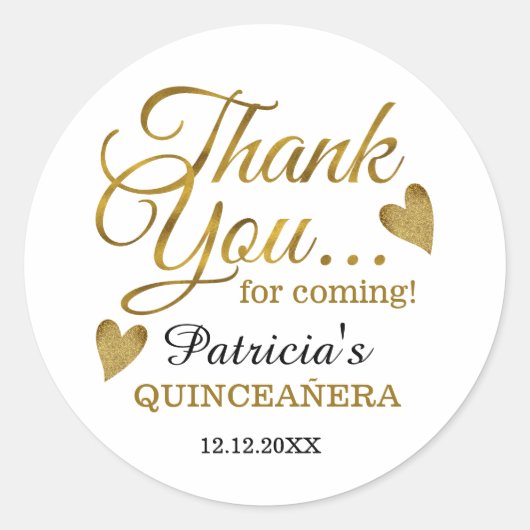 金ゴールドキンセニェラ15th誕生日パーティーありがとう ラウンドシール (正面)