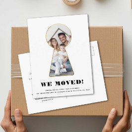 金ゴールドキーホールシンプルフォトミニマモダンリスト移動 案内ポストカード