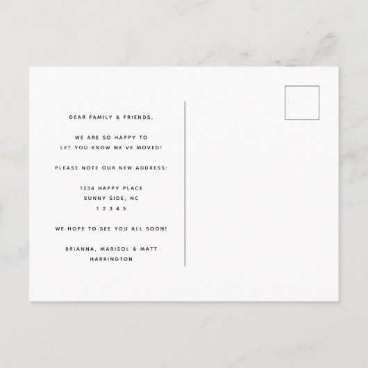 金ゴールドキーホールシンプルフォトミニマモダンリスト移動 案内ポストカード (裏面)