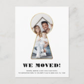 金ゴールドキーホールシンプルフォトミニマモダンリスト移動 案内ポストカード (正面)