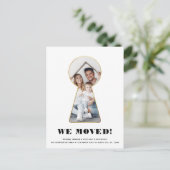 金ゴールドキーホールシンプルフォトミニマモダンリスト移動 案内ポストカード (スタンド正面)