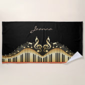 金ゴールドキーボード及び赤ストライプ ビーチタオル (正面)