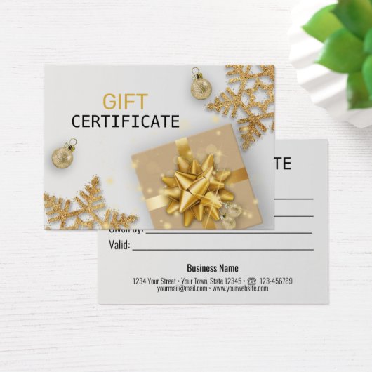 金ゴールドギフトクリスマスボール金ゴールド雪片ギフトカード (デスク)