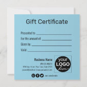 金ゴールドギフトボックスグリッター雪片ブルーギフトカード (裏面)