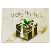 金ゴールドギフトボックス抱き枕 ラージペーパーバッグ (正面)