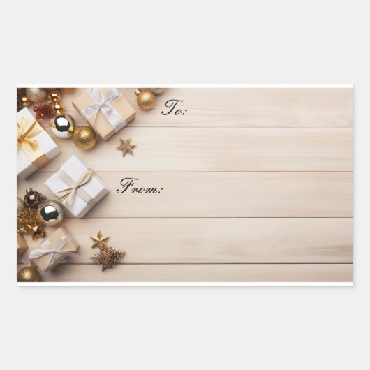 金ゴールドギフトラベルシール 長方形シール (正面)