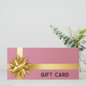 金ゴールドギフト弓サテンリボントレンディーピンクギフトカード (スタンド正面)