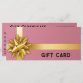 金ゴールドギフト弓サテンリボントレンディーピンクギフトカード (正面/裏面)