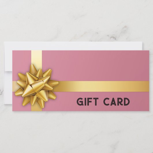 金ゴールドギフト弓サテンリボントレンディーピンクギフトカード (正面)