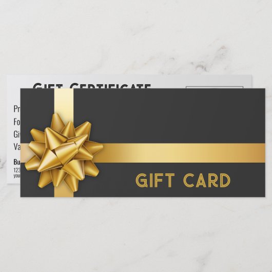 金ゴールドギフト弓サテンリボントレンディーブラックギフトカード (正面/裏面)