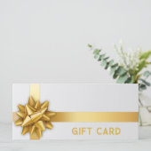 金ゴールドギフト弓サテンリボントレンディーホワイトギフトカード (スタンド正面)