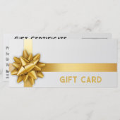 金ゴールドギフト弓サテンリボントレンディーホワイトギフトカード (正面/裏面)