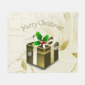 金ゴールドギフト毛布 フリースブランケット (正面(横))