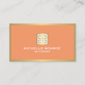 金ゴールドギリシャ鍵オンコーラルインテリアデザイナー 名刺 (正面)