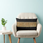 金ゴールドギリシャ鍵オンブラック装飾用クッション ランバークッション (椅子)