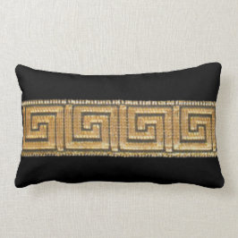 金ゴールドギリシャ鍵オンブラック装飾用クッション ランバークッション