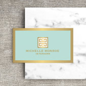 金ゴールドギリシャ鍵オンミントインテリアデザイナー 名刺