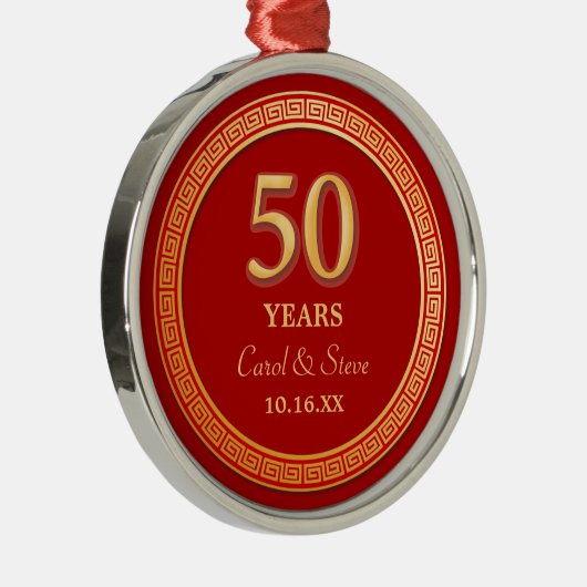 金ゴールドギリシャ鍵フレームレッド50周年記念 メタルオーナメント (右)