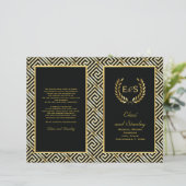 金ゴールドギリシャ鍵&ローレルリース結婚式プログラム (スタンド正面)