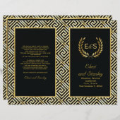 金ゴールドギリシャ鍵&ローレルリース結婚式プログラム (正面/裏面)