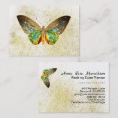 *~*金ゴールドギルドバタフライ金ゴールドグリッター白 名刺 (正面/裏面)