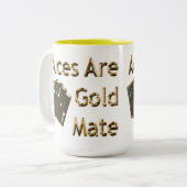 金ゴールドクアッドAcesポーカーカード、 ツートーンマグカップ (正面左)