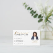 金ゴールドクイルペンプロフェッショナル写真公証人サービス 名刺 (スタンド正面)