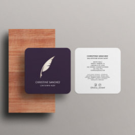 金ゴールドクイルペンモバイル公証人選択剤パープル スクエア名刺