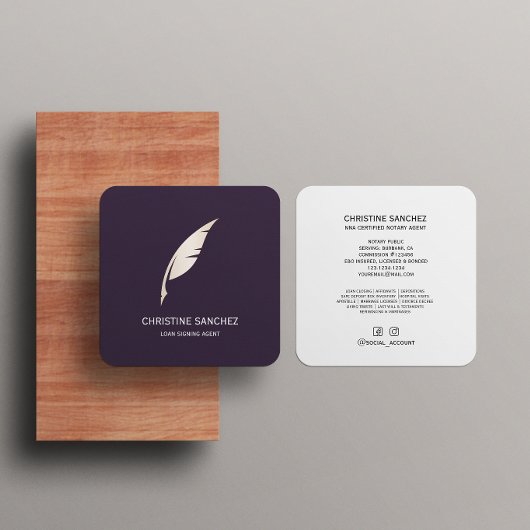 金ゴールドクイルペンモバイル公証人選択剤パープル スクエア名刺