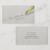 金ゴールドクイル羽ペン古い紙上の手書き線 名刺 (正面/裏面)