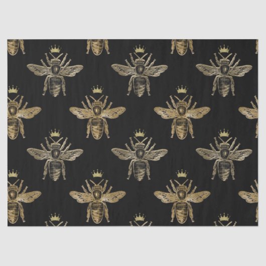 金ゴールドクイーンビーズオンブラックデコパージュ 薄葉紙 (正面)