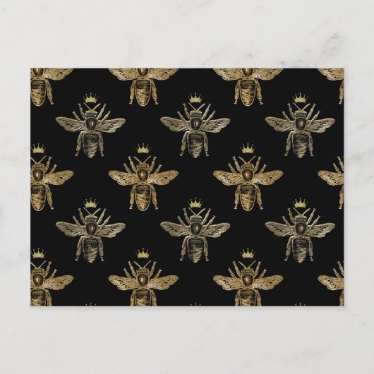 金ゴールドクイーンビーズオンブラック ポストカード (正面)