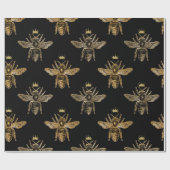 金ゴールドクイーンビーズオンブラック ラッピングペーパー (フラット)