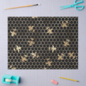 金ゴールドクイーンミツバチとブラックデコパージュのハニカム 薄葉紙 (クラフト)