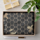 金ゴールドクイーンミツバチとブラックデコパージュのハニカム 薄葉紙 (ギフト)